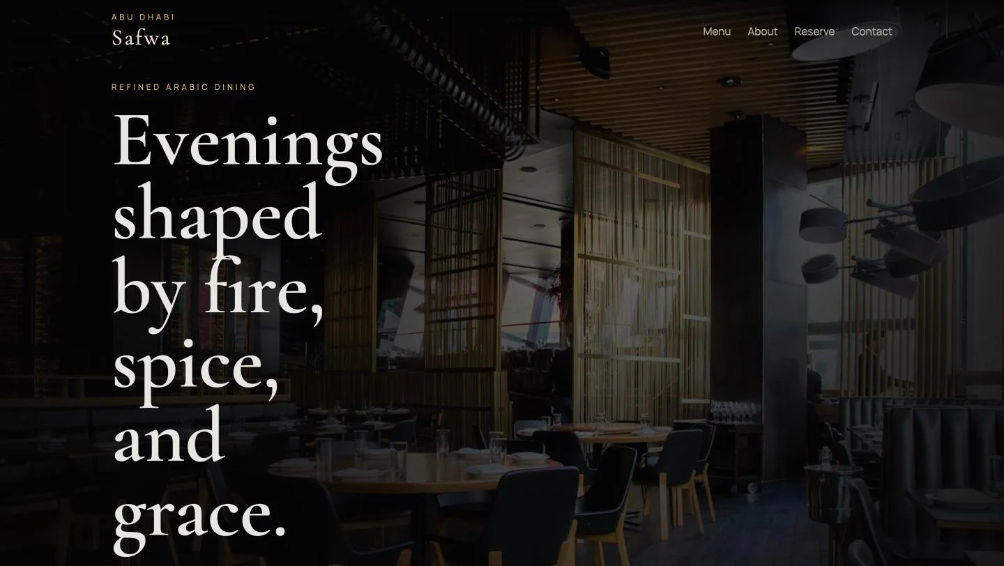 Safwa restaurant website concept